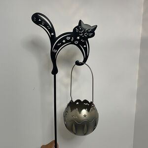 Partylite Pumpkin Spike With Cat P7570 Halloween - Open Box